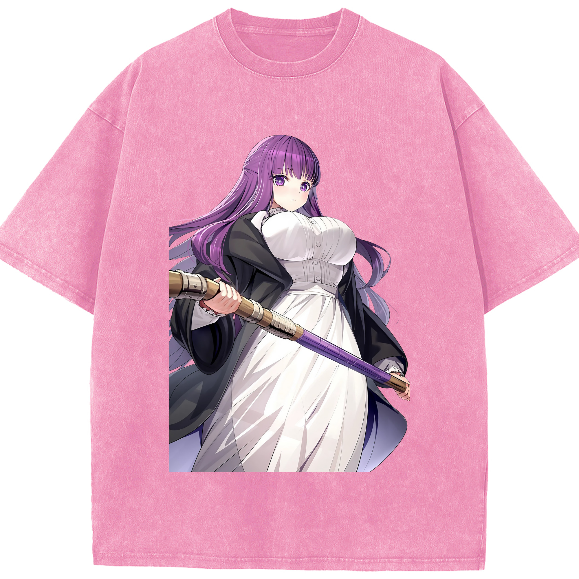 （画像用） 葬送のフリーレン Frieren 綿100% ヴィンテージ風 半袖Tシャツ（フロントプリント）